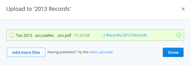 Dropbox-tiedosto-Upload