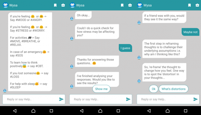 wysa input chatbot