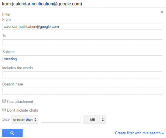 Gmail-suodatin Google-kalenterista