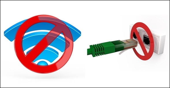 5 irrottamalla Ethernet-kaapeli ja X WiFi: n kautta