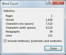 Sana 2013 Word Count