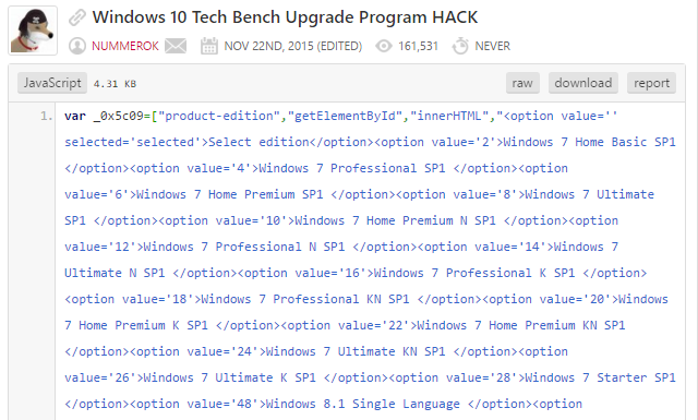 Windows 10 Tech Bench -päivitysohjelma HACK