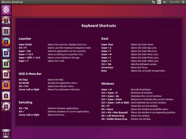 LinuxShortcuts-Unity-pikavalinnat-List