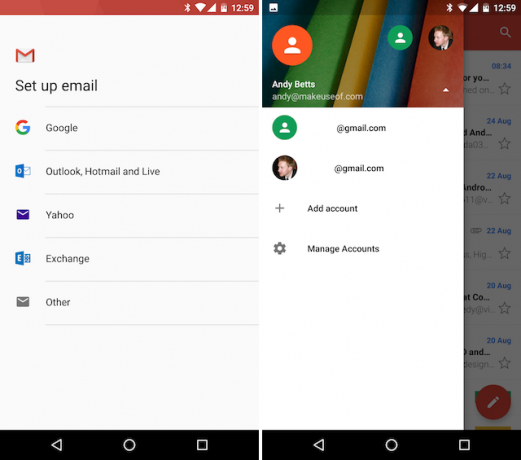 Android Gmail Lisää muita sähköpostitilejä