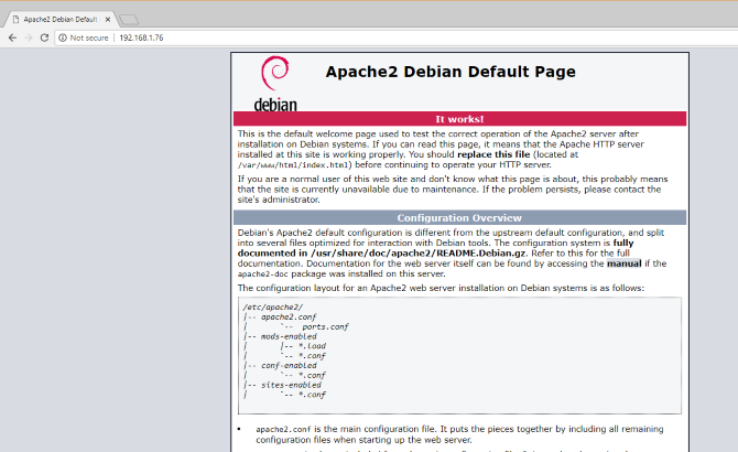 Apache-palvelin asennettu Raspberry Pi -sovellukseen