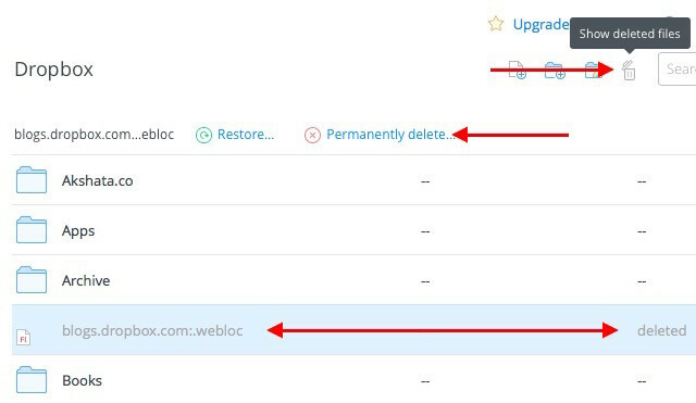 dropbox-pysyvästi poisto-tiedostoja