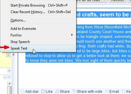 teksti ääniin Firefox