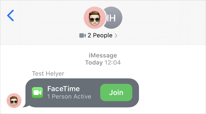 FaceTime-aktiivinen puhelu Viestit-sovelluksessa