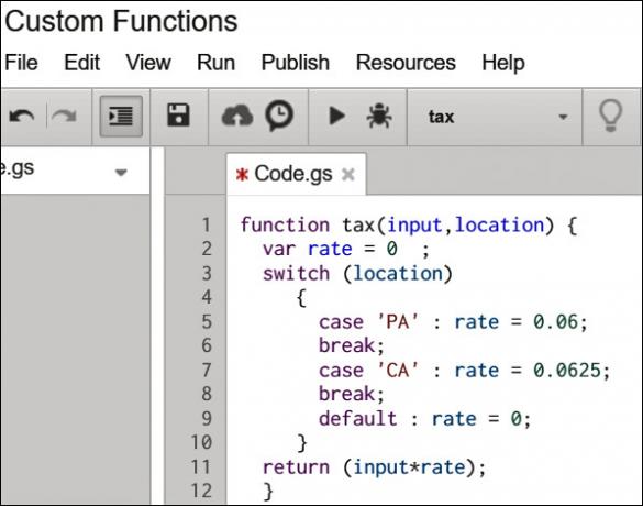 Levyt-CustomFunction-koodi