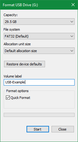 Windows 10 -muotoinen USB-asema