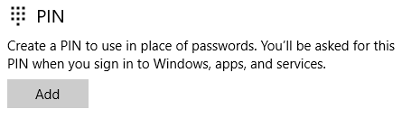 Windows 10 luo PIN-salasanan