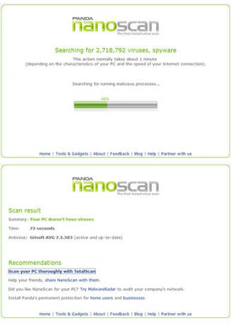 NanoScan - nopein online-virusskanneri