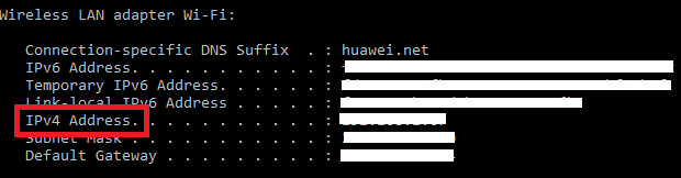 Windows-järjestelmän tiedot - IP-osoite