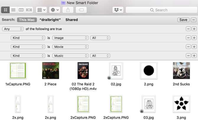 Mac Smart Folder -elokuvatiedostot