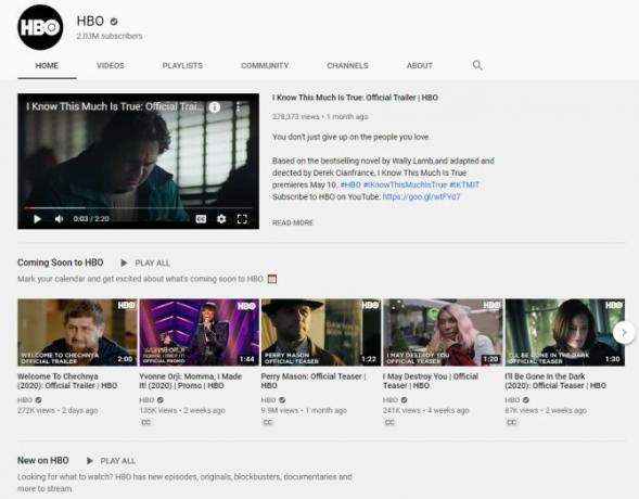 Katso HBO-leikkeet ilmaiseksi YouTubessa