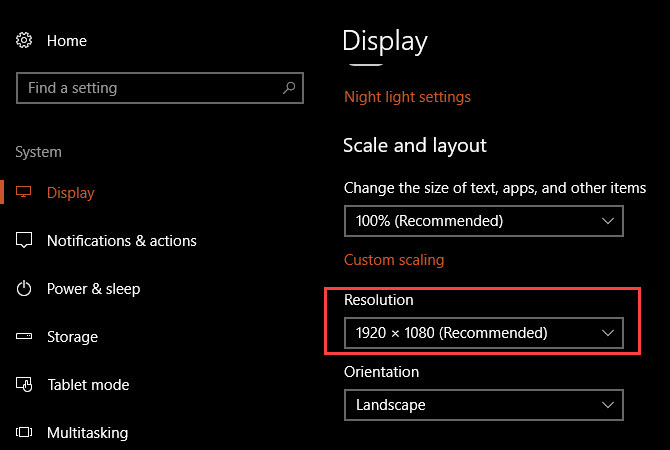 Windows-järjestelmän yksityiskohdat - näytön resoluutio