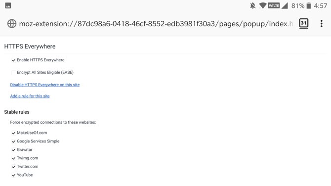 HTTPS kaikkialla Firefox Android