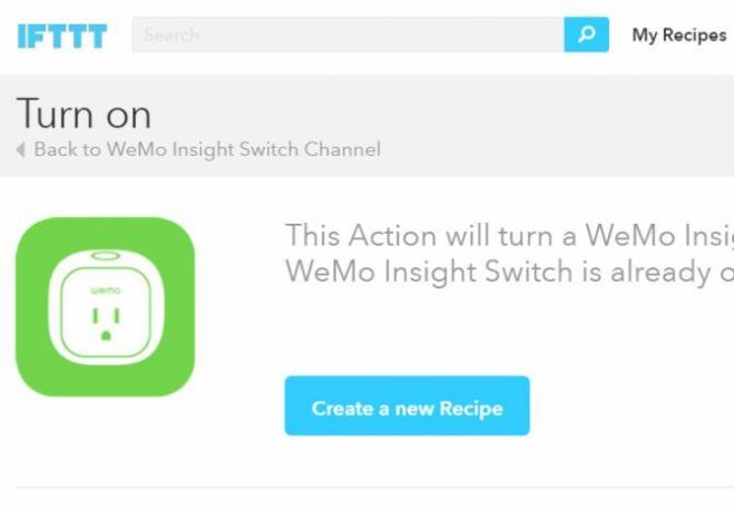 WeMo Maker IFTTT -reseptin käyttökytkin