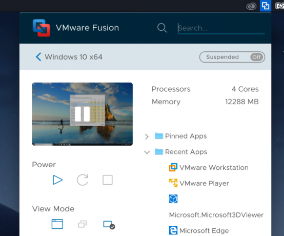 VMWare-Fusion-App-valikko