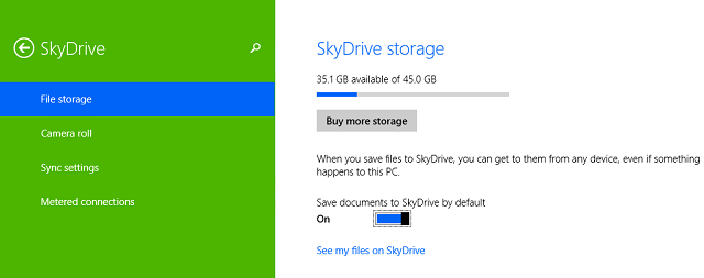 SkyDrive-Storage-asetukset