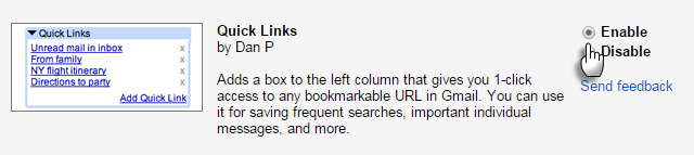 Gmail-ominaisuudet-ei-käytössä-Quick-linkit