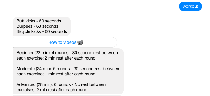 facebook messenger bot päivittäin fitbot