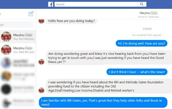 paikalla olevat online-väärennökset - Fake Facebook Message