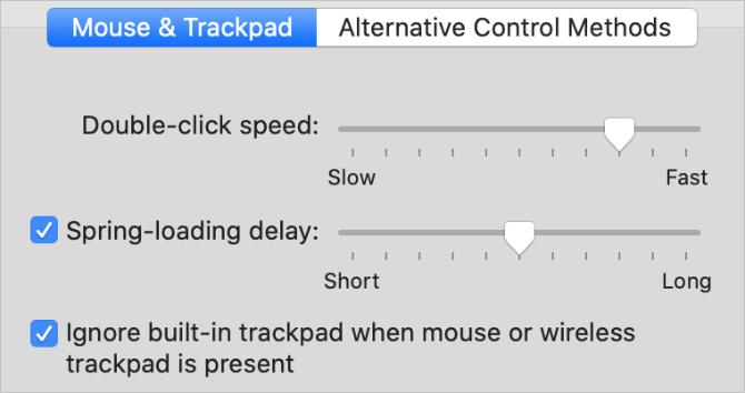 Ohita sisäänrakennettu ohjauslevyn vaihtoehto Accessibility System Preferences -kohdassa