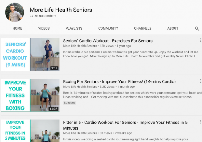 More Life Health Seniors opettaa eläkeläisille, kuinka pysyä kunnossa ja terveenä kotona seisten ja istuen kardioharjoituksia 