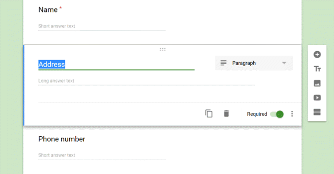 Google Sheets, yhteyslomake