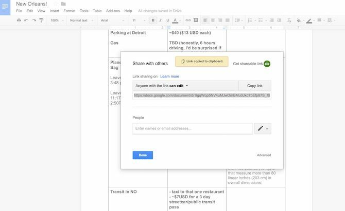 google docs matkan suunnittelu