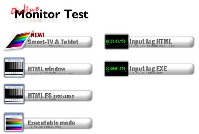 Online Monitor Test -valikko