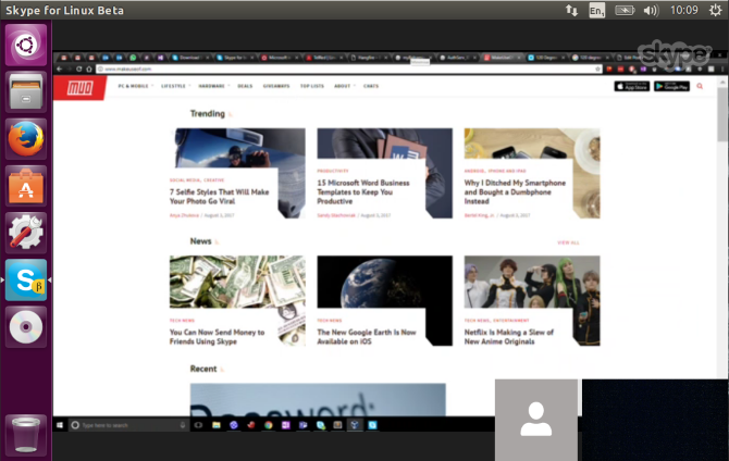 ubuntu skype-näytön osuus