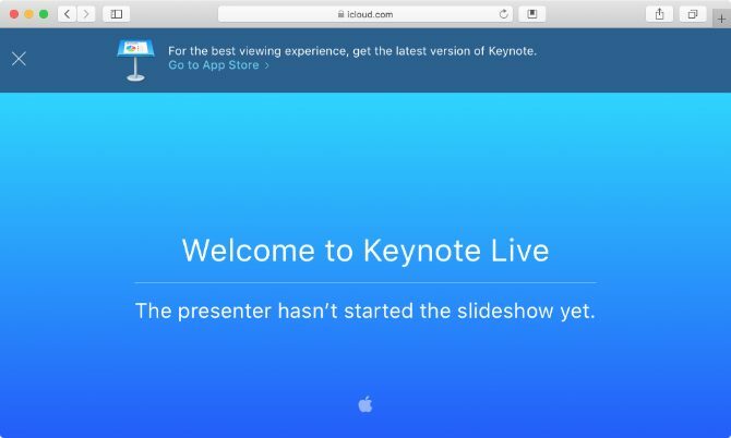 Keynote Live -sivun odotus Safarissa