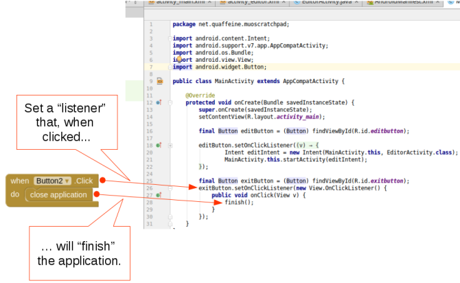 Android luo sovellus androidstudio screen1 koodi