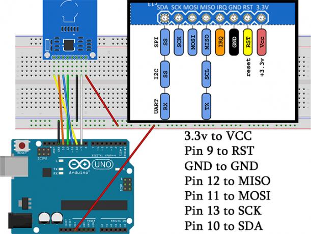 arduino rfid pinout -johdotus