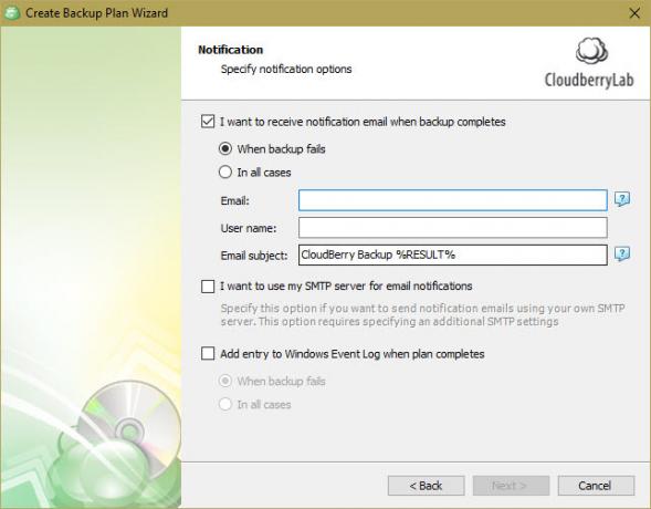 CloudBerry Backup suojaa tiedostoja Windowsissa, Macissa ja Linuxissa 12 CloudBerry Backup Notification