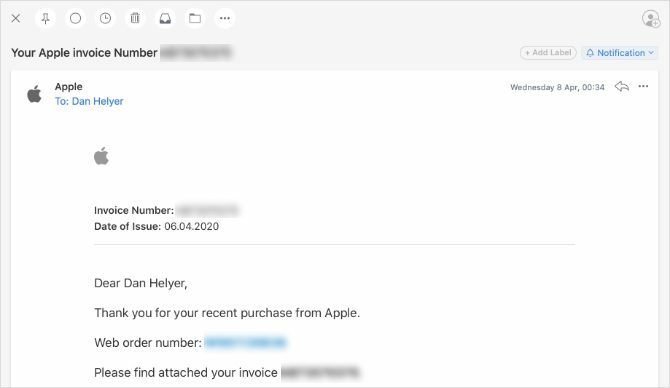 Apple-laskun sähköposti