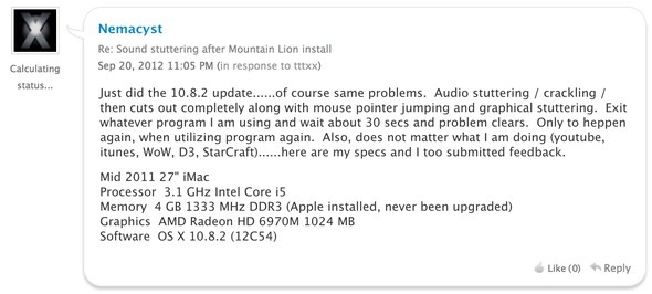 OS X Mountain Lion on kaukana täydellisestä, ja miksi ääni on 1082 xn