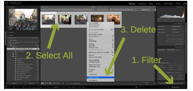 Poista valokuvat Lightroom