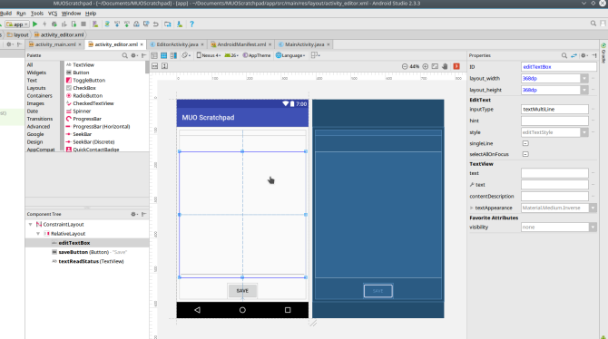 android luo sovellus androidstudio screen2 -asettelu