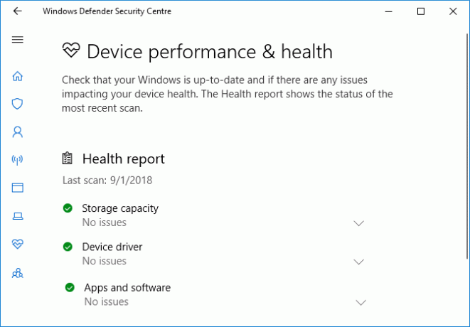 Windows Defender -laitteen suorituskyky ja terveys