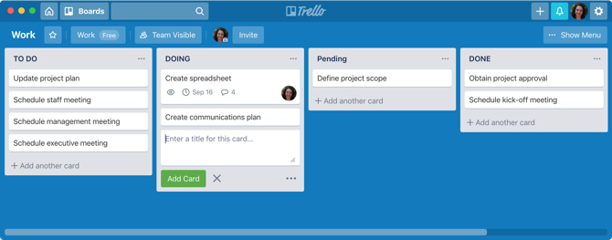 Trello Mac-luetteloilla ja -korteilla