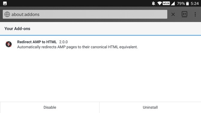 Ohjaa AMP HTML Firefox Android -sovellukseen