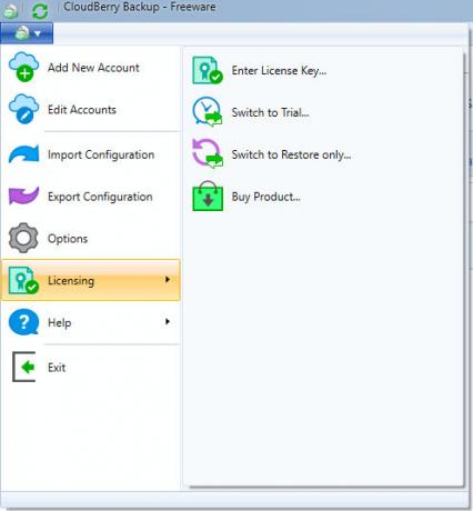 CloudBerry Backup suojaa tiedostoja Windows-, Mac- ja Linux 15 CloudBerry Licensing -välilehdellä