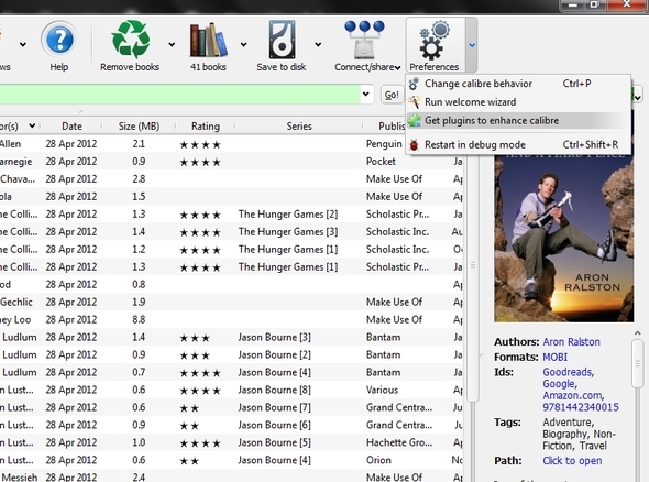 Caliber: Hands-Down, paras eBook Manager -sovelluksen käytettävissä oleva Caliber Preferences -laajennus