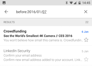 Android Gmail ennen hakusanaa